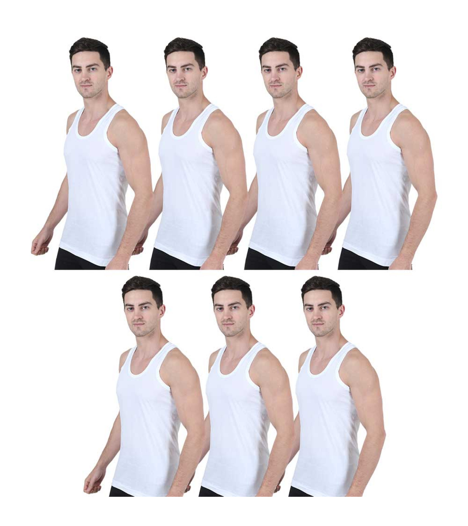 Men's Sleeveless Vest Combo Pack of 7 - White